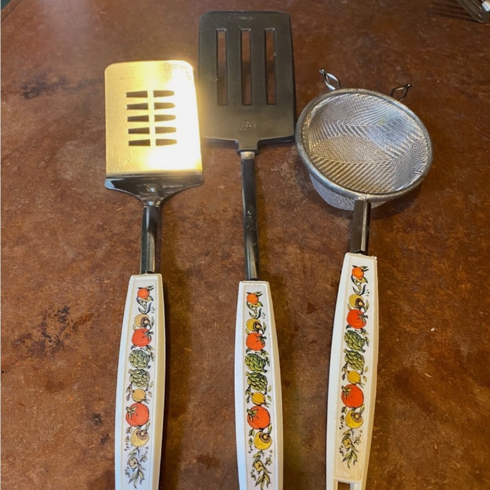 VTG Ekco SET Spice of Life Vegetables Handle Plastic Silicone Spatula